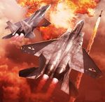  ace_combat ace_combat_zero aerial_battle airplane battle dogfight dogfighting f-15 flight jet missile official_art plane 