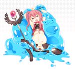  1girl amel americano_exodus anal anus armpits artist_request blush character_request hold_arms open_mouth pantyhose penis red_eyes red_hair saliva slime spread_anus spread_legs staff stomach testicles tongue torn_pantyhose trap 