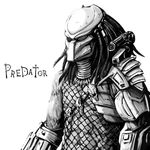 abs alien armor greyscale mask misawa_kei monochrome predator predator_(movie) predator_(series) shoulder_armor shoulder_cannon skull weapon 