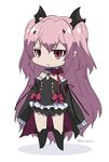  :3 bare_shoulders chibi detached_sleeves fang fang_out krul_tepes long_hair mudou_eichi owari_no_seraph pink_hair pointy_ears red_eyes solo two_side_up v-shaped_eyebrows 