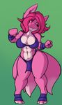  abs animated breasts canine cleavage clothed clothing female fox fur loincloth mammal midriff multiple_tails muscles muscular_female pink_fur rai solo standing thick_thighs under_boob wide_hips wyntersun 