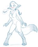  anthro blush breasts canine chest_tuft crossgender edit embarrassed english_text featureless_crotch female fox fur invalid_tag keidren mammal mike_(twokinds) naturally_censored nude open_mouth pigtails plain_background sketch solo standing text tom_fischbach tuft twokinds 