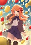  artist_name bad_id bad_pixiv_id balloon bangs bow gekkan_shoujo_nozaki-kun hair_bow jacket long_hair looking_at_viewer manga_(object) orange_hair papers polka_dot polka_dot_bow purple_eyes rosuuri sakura_chiyo shirt skirt solo thighhighs white_shirt zettai_ryouiki 