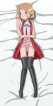  1girl blush nintendo panties pokemon pokemon_(anime) pokemon_xy ribbon seductive_pose serena_(pokemon) short_hair thigh_gap thighhighs underwear upskirt zettai_ryouiki 