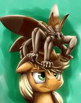  2015 annoyed applejack_(mlp) arthropod cute earth_pony equine female feral friendship_is_magic hat horse insect mammal moth my_little_pony otakuap pony 