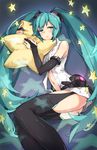  aqua_eyes aqua_hair bridal_gauntlets elbow_gloves fingerless_gloves gebyy-terar gloves hatsune_miku hatsune_miku_(append) highres long_hair navel necktie solo thighhighs twintails vocaloid vocaloid_append 