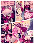  2015 angel/furfur_(floraverse) angry anthro beleth_(floraverse) cat clothed clothing comic cum cum_drip demon dialogue dripping english_text feline fellatio female floraverse fur hair imp kemono knot lagomorph male male/female mammal open_mouth oral penis phone purplekecleon sex teeth text 