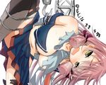  akashi_(kantai_collection) bdsm blush bondage bound breasts crane green_eyes hair_ribbon kantai_collection large_breasts long_hair looking_at_viewer navel no_bra open_mouth pink_hair ribbon saki_chisuzu school_uniform serafuku skirt solo thighhighs torn_clothes tress_ribbon 