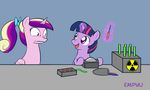 bow empyu equine female friendship_is_magic fur hair horn horse magic mammal multicolored_hair my_little_pony nuclear pony ponytail princess_cadance_(mlp) purple_eyes twilight_sparkle_(mlp) unicorn wide_eyed winged_unicorn wings young 