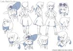  absurdres blue_eyes bow character_sheet constanze_braunschbank_albrechtsberger expressions frown goggles hair_bow hands_on_hips hat highres little_witch_academia little_witch_academia_2 long_hair multiple_views open_mouth ponytail pout skirt standing surprised sweater_vest traditional_media trigger_(company) witch witch_hat 