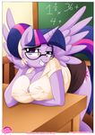  anthro bbmbbf big_breasts breasts cleavage clothed clothing equine eyewear female friendship_is_magic fur glasses horn horse mammal my_little_pony pegasus pony purple_eyes purple_fur smile solo teeth twilight_sparkle_(mlp) unicorn wings 