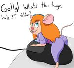  breasts butt chip_&#039;n_dale_rescue_rangers computer_mouse davidsanchan disney english_text eyewear female gadget_hackwrench goggles hair mammal mouse open_mouth orange_hair rescue_rangers rodent suggestive text 