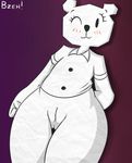  2015 anthro bear black_eyes blush bzeh clothing eyelashes female humanoid mammal paper pussy smile solo teri the_amazing_world_of_gumball wide_hips 