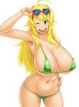  1girl bikini blonde_hair breasts hoshii_miki huge_breasts idolmaster kawanuma_uotsuri smile swimsuit 