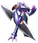  bandai craniamon digimon digimon_story:_cyber_sleuth full_armor horns monster no_humans official_art royal_knights simple_background solo weapon yasuda_suzuhito 