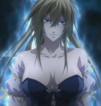  1girl anastasia anastasia_(brave_10) blonde_hair blue_eyes brave_10 breasts cleavage corset female highres large_breasts long_hair ponytail screencap solo stitched 