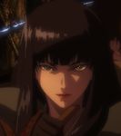  armor black_hair grey_eyes highres katana kuromitsu kurozuka long_hair red_lipstick screencap solo sword vampire 