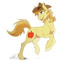  2015 braeburn_(mlp) cowboy_hat cutie_mark dennybutt earth_pony equine feral friendship_is_magic green_eyes hair hat horse male mammal my_little_pony open_mouth plain_background pony solo two_tone_hair white_background 