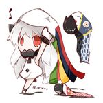  chibi eighth_note highres horns i-class_destroyer kantai_collection koinobori long_hair looking_at_viewer mittens monster musical_note northern_ocean_hime nuu_(nu-nyu) red_eyes shinkaisei-kan smile solo white_hair 