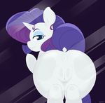  2015 anus blue_eyes butt dock equine eyeshadow female feral friendship_is_magic hair half-closed_eyes horn looking_at_viewer makeup mammal my_little_pony on_glass purple_hair pussy rarity_(mlp) smile solo unicorn zoarity 