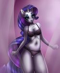  2015 absurd_res anthro anthrofied blue_eyes bra cleavage clothed clothing equine female friendship_is_magic fur hair hi_res horn mammal my_little_pony navel panties purple_hair rarity_(mlp) solo underwear unicorn white_fur wooxx 