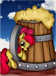  2015 apple_bloom_(mlp) cider cup earth_pony equine female feral friendship_is_magic fur hair hi_res horse mammal micro my_little_pony neko-me open_mouth orange_eyes pony red_hair solo yellow_fur young 