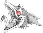  2012 blood drooling english_text forked_tongue fur invalid_tag long_tongue monochrome nightmare_fuel open_mouth plain_background rain_silves ransaryong red_eyes red_sclera saliva sergal sharp_teeth sketch solo teeth text tongue tongue_out warpaint white_background 