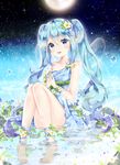  aqua_eyes aqua_hair aqua_ribbon bad_id bad_pixiv_id barefoot blue_nails blush dress fairy_wings flower hair_flower hair_ornament hatsune_miku lib long_hair looking_at_viewer moon nail_polish night night_sky open_mouth partially_submerged pointy_ears ribbon sitting sky solo star_(sky) starry_sky steepled_fingers twintails very_long_hair vocaloid water water_drop wings 