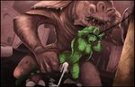  alien big_breasts bound breasts cum cum_inside cum_leaking female from_behind humanoid lucien male nipples not_furry nude penetration penis pussy rancor restrained saliva sex star_wars surprise twi&#039;lek vaginal vaginal_penetration 