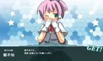  blue_eyes blush commentary_request gaoo_(frpjx283) gloves hair_ornament kantai_collection neck_ribbon one_eye_closed pink_hair pleated_skirt red_neckwear red_ribbon ribbon school_uniform shiranui_(kantai_collection) short_hair short_sleeves skirt solo tears translation_request white_gloves 