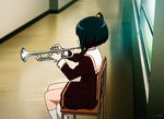  1girl animated animated_gif green_eyes green_hair hibike!_euphonium school_uniform solo 