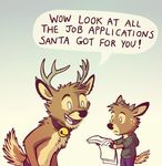  2013 anthro antlers cervine clothed clothing deer duo english_text fur horn humor male mammal plain_background text tirrel 