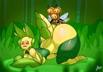  aikega arthropod big_breasts breasts combee duo female from_behind huge_breasts insect invalid_background larger_female leavanny male male/female multi_head nintendo pok&eacute;mon sex size_difference smaller_male video_games voluptuous 