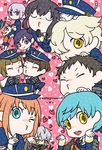  akita_toushirou aqua_hair armor atsushi_toushirou black_gloves black_hair blonde_hair blue_eyes brown_hair cape chibi closed_eyes fox_shadow_puppet gloves gokotai gokotai's_tigers hands_clasped heart hirano_toushirou honebami_toushirou ichigo_hitofuri japanese_armor maeda_toushirou maguro_(p-erc) male_focus menpoo midare_toushirou military military_uniform multiple_boys nakigitsune namazuo_toushirou one_eye_closed own_hands_together pants pink_background pink_hair purple_eyes shorts shoulder_armor silver_hair smooooch sode tiger tiger_cub touken_ranbu uniform white_tiger yagen_toushirou yellow_eyes 