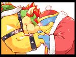  avian bird blue_eyes blush bowser chubby clothing cute duo garousuki hair hand_holding hat king_dedede kirby_(series) koopa love male male/male mario_bros nintendo nuzzling penguin plain_background red_eyes red_hair robe scalie shell smile video_games 