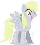  big_eyes blonde_hair cutie_mark derpy_hooves_(mlp) equine female friendship_is_magic fur grey_fur hair horse jessesmash32 looking_at_viewer mammal my_little_pony open_mouth plain_background pony smile solo tongue white_background wings 