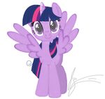  big_eyes equine friendship_is_magic fur hair horn horse jessesmash32 looking_at_viewer mammal my_little_pony plain_background pony purple_fur purple_hair smile twilight_sparkle_(mlp) two_tone_hair white_background wings 