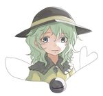  green_hair hat heart heart_of_string komeiji_koishi miyo_(ranthath) solo third_eye touhou upper_body white_background 