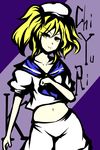  bad_id bad_pixiv_id blonde_hair blue_sailor_collar character_name dress hat kitashirakawa_chiyuri navel sailor_collar sailor_dress sailor_hat shizuri touhou touhou_(pc-98) twintails yellow_eyes 