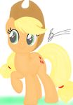  applejack_(mlp) big_eyes blonde_hair cutie_mark equine female friendship_is_magic fur hair hat horse jessesmash32 mammal my_little_pony orange_fur plain_background pony smile solo white_background 