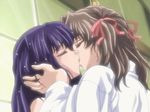  2girls animated animated_gif blush glasses harukawa_tomomi kao_no_nai_tsuki kiss kuraki_suzuna multiple_girls panties underwear yuri 