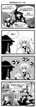  4koma akatsuki_(kantai_collection) comic commentary dated flat_cap folded_ponytail greyscale hair_ornament hairclip hat hibiki_(kantai_collection) highres ikazuchi_(kantai_collection) inazuma_(kantai_collection) kantai_collection ladle long_hair long_sleeves lying monochrome multiple_girls nabe neckerchief on_back open_mouth ponytail pot sanari_(quarter_iceshop) school_uniform serafuku short_hair sweat translated twitter_username wavy_mouth 