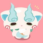  chuno eating flat_color food from_above furoshiki ice_cream ice_cream_cone komasan looking_at_viewer looking_up no_humans pink_background simple_background soft_serve solo standing youkai youkai_watch 
