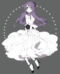  dress formal half_updo inazuma_eleven inazuma_eleven_(series) kudou_fuyuka long_dress long_hair purple_eyes purple_hair shoes solo tsumi_guilty 