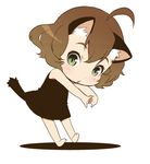  ahoge animal_ears brown_hair cat_ears cat_tail chibi copyright_request dress green_eyes mattaku_mousuke short_hair solo tail 