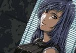  blinds blue_hair brown_eyes final_fantasy final_fantasy_vii final_fantasy_vii_advent_children highres jian_huang long_hair solo tifa_lockhart upper_body window 