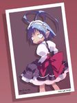  blue_hair crossdressing disgaea dress laharl makai_senki_disgaea male_focus red_eyes ribbon solo 