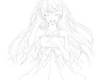  bad_id bad_pixiv_id closed_eyes greyscale hand_on_own_chest highres lineart long_hair megurine_luka monochrome shirotaka_(5choume) solo very_long_hair vocaloid 