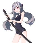  copyright_request kazuoki long_hair one-piece_swimsuit school_swimsuit solo swimsuit sword weapon 