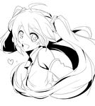  amanasisiona greyscale hatsune_miku heart lineart long_hair monochrome smile solo twintails very_long_hair vocaloid 